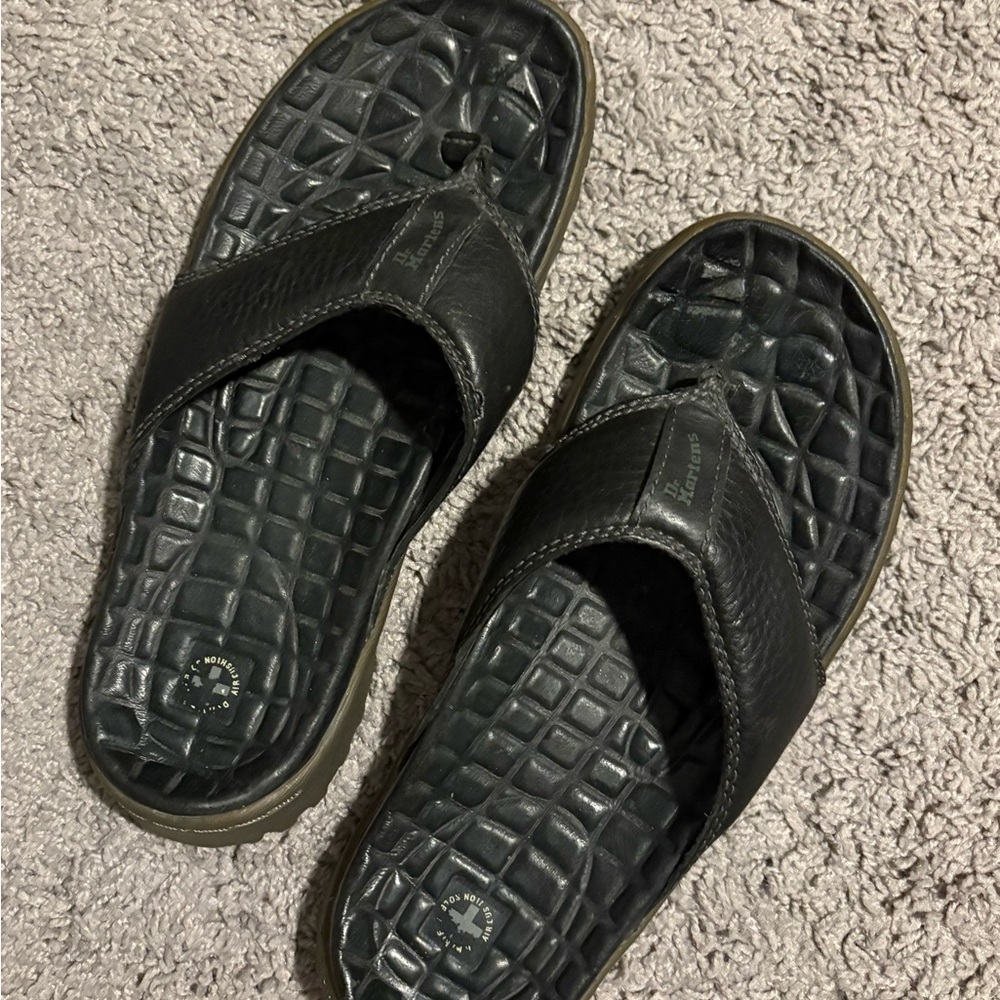 Dr. Martins Black Leather Sandals